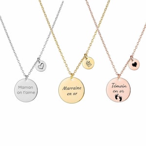 Personalized double medallion necklace, godmother necklace, engraved necklace, mom necklace, bridesmaid gift, birthday gift