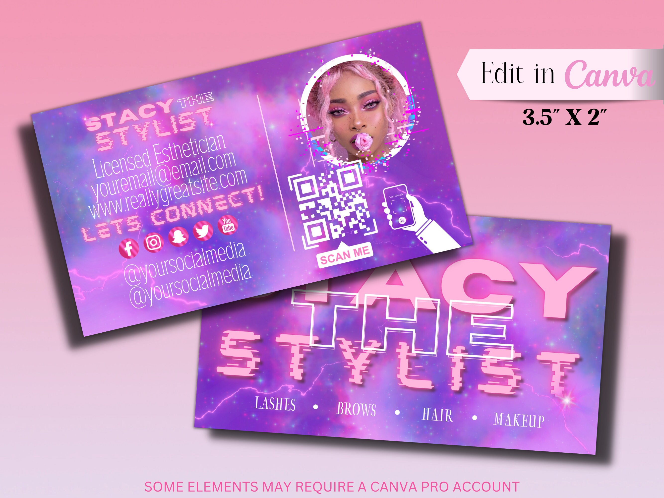 Editable Business Card Template Glitch Business Card Etsy