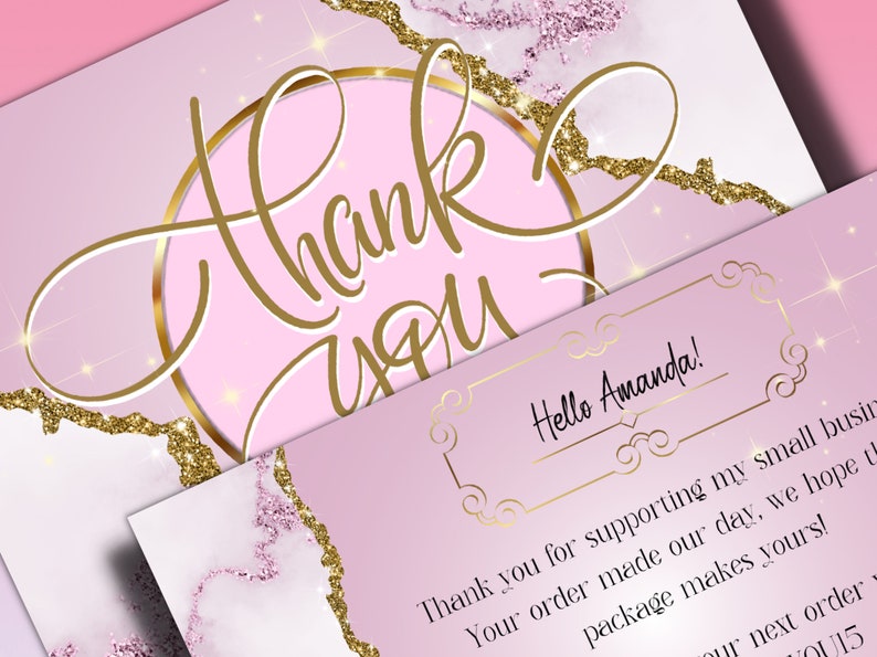 Editable Thank You Card Template Marble Print Thank You Card Etsy