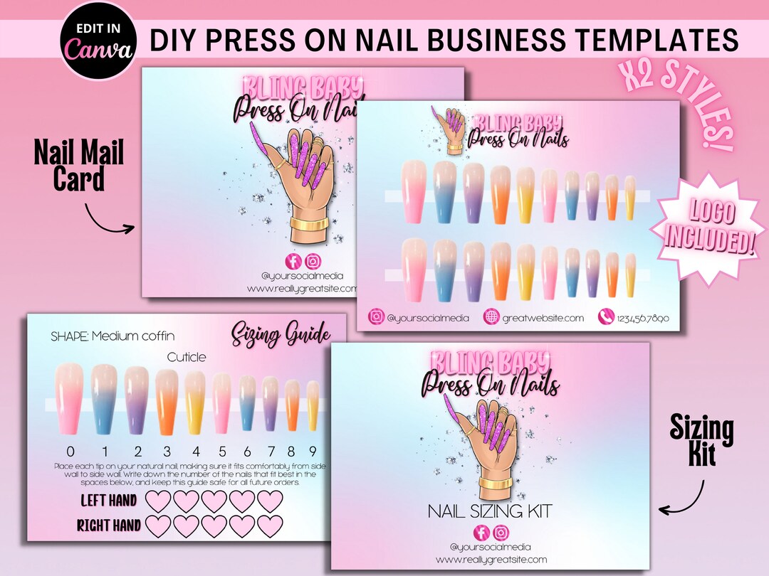 Editable Press on Nail Business Templates Press on Nail Etsy