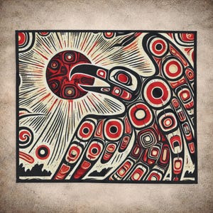 Northwest Coast Raven Blanket - Raven Steals the Sun | Indigenous Inspired Myth Art Fleece Throw