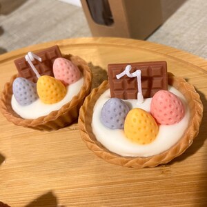 Bougie tartelette fruitée, bougie dessert aux fraises, bougie barre de chocolat, bougie de boulangerie en forme de tarte, cadeau de bougie de cuisine, bougie d&#39;anniversaire