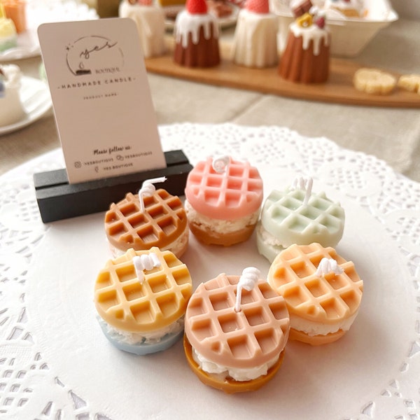 Belgian Waffle Ice Cream Sandwiches Candles Mini Tea Light Candles, Coffee Bar Decor, Foodie Gift, Stress Relief Scented Candle