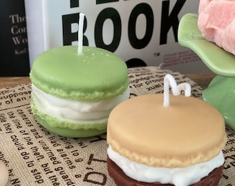 Vela estilo francés con diseño de macarons, vela de postre, bonita vela hecha a mano, vela dulce, vela de decoración para el hogar, regalo de vela con forma de comida, regalo de cumpleaños para ella.