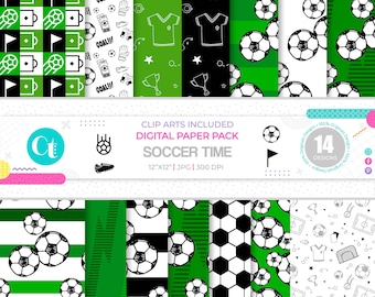 Pacote de Papel Digital de Futebol: Moldes para Scrapbook de Esportes (Download Digital)
