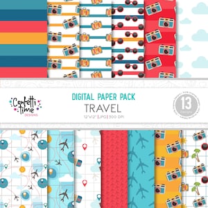 reizen digitaal papier, vakantie digitaal papier, vliegtuig digitaal papier, reis decoratie, reizen scrapbook, reispatronen