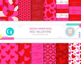 Valentine's Day Digital Paper Pack,Heart Scrapbook Patterns, heart pattern , love paper, love design