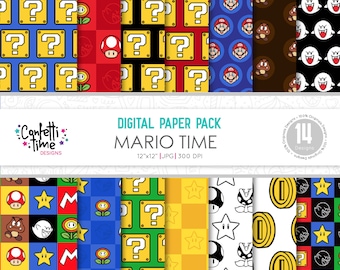 Mario Digital Paper Pack: Scrapbook Designs (Digital Download)