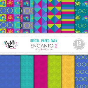 Encanto Digitaal Papier, Encanto film, Encanto Verjaardagsfeest, Encanto digitaal patroon, Encanto feest thema, Encanto decoratie