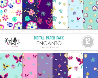 Encanto Digital Paper Pack: 12x12 Floral Patterns (Digital Download)