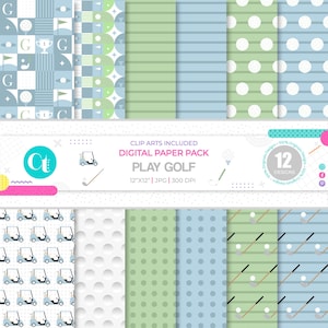 Carta digitale da golf, motivo da golf, decorazione per feste da golf, design da golf, design per feste da golf, tema per feste da ragazzo, idee per feste da ragazzo, carta per scrapbooking