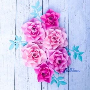 Valentines pink Ombre Paper flower set, nursery wall decor, baby shower backdrop decorations, floral shower decor, paper flowers for nursery