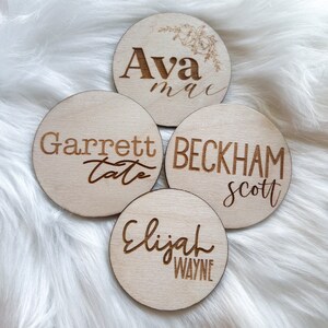Wooden Baby Name Announcement Sign: Engraved Photo Prop