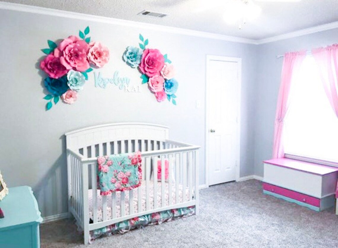 Large Paper Flower Nursery Wall Decor Floral Nursery Wall Etsy