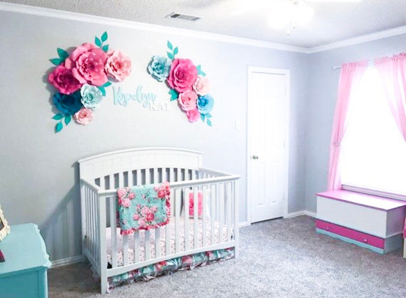 Large Paper Flower Nursery Wall Decor Floral Nursery Wall Etsy