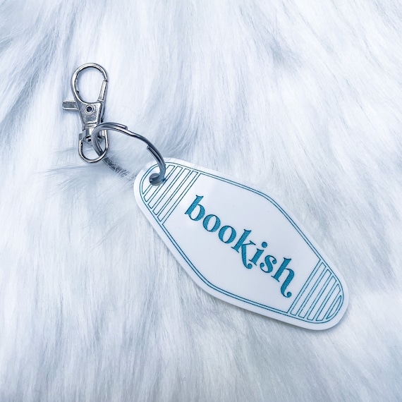 Bookish retro vintage motel keychain, bookish goods, book accessories, gifts for readers, librarian gifts, book lover gift
