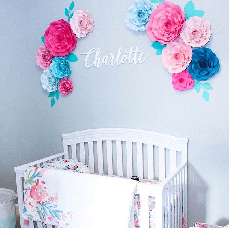 Large Paper Flower Nursery Wall Decor Floral Nursery Wall Etsy