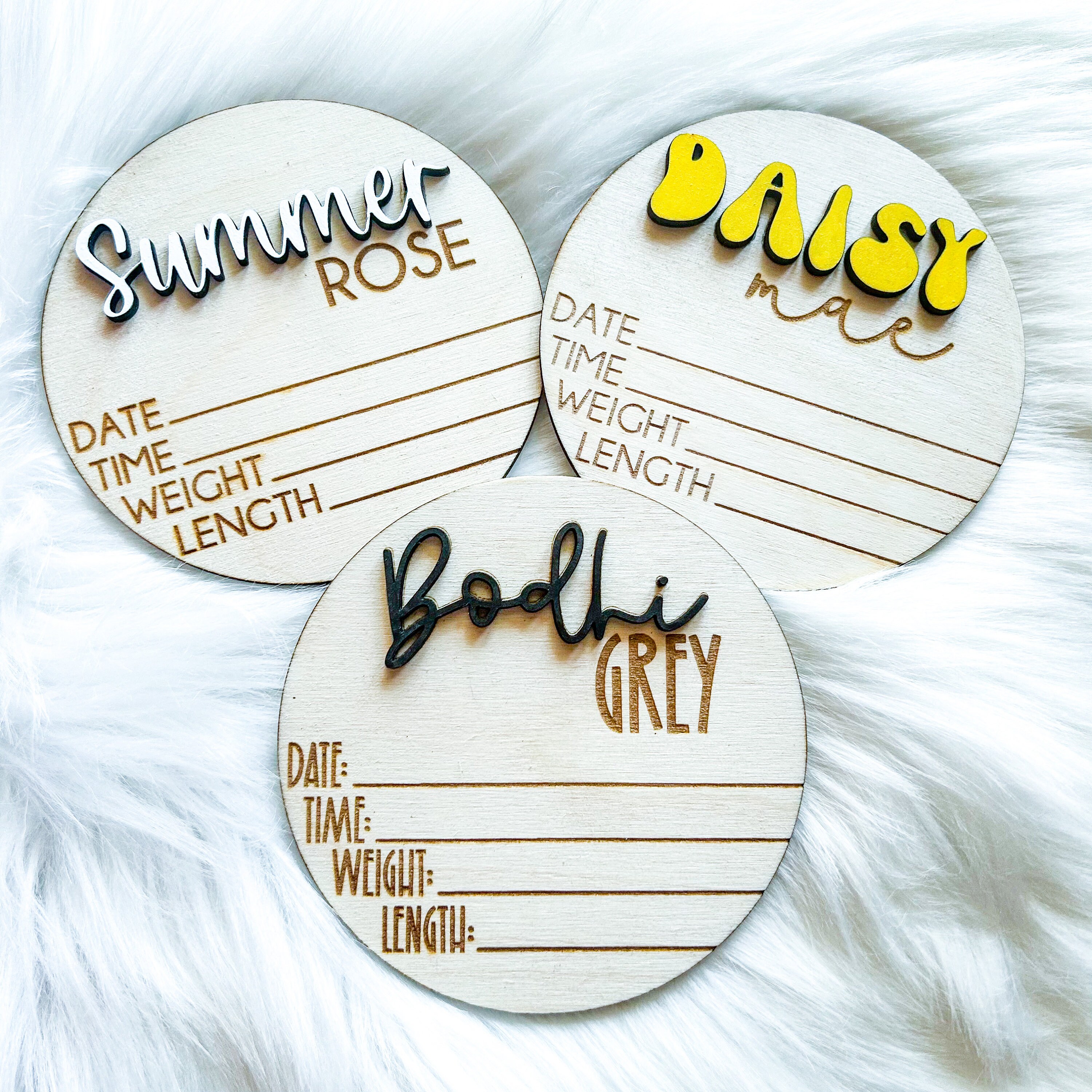 Baby Name Rounds Baby Name Birth Stat Announcement Sign, Birth Announcement Marker ...