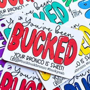 Rainbow Bronco Tags: You&#39;ve Been Bucked, Colorful Bubble Lettering