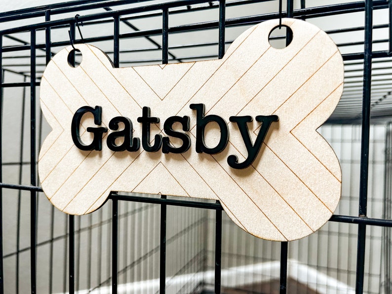 Picture of Personalized Dog Crate Sign: Wooden Puppy Kennel Nameplate - Etsy