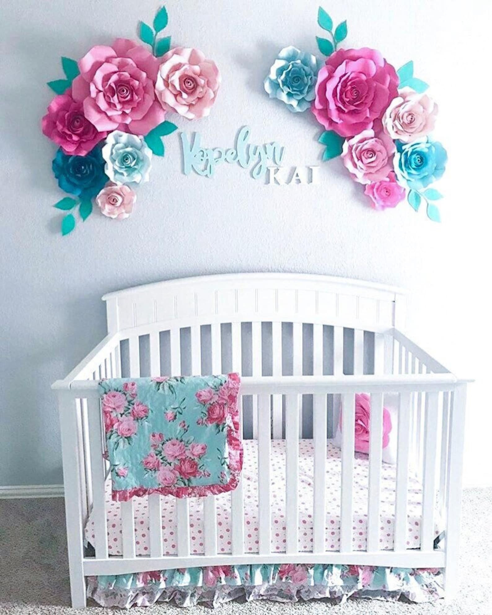 Large Paper Flower Nursery Wall Decor Floral Nursery Wall Etsy