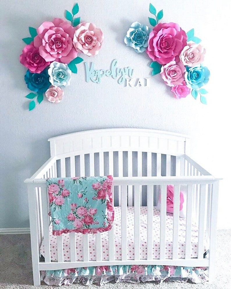 Large Paper Flower Nursery Wall Decor Floral Nursery Wall Etsy