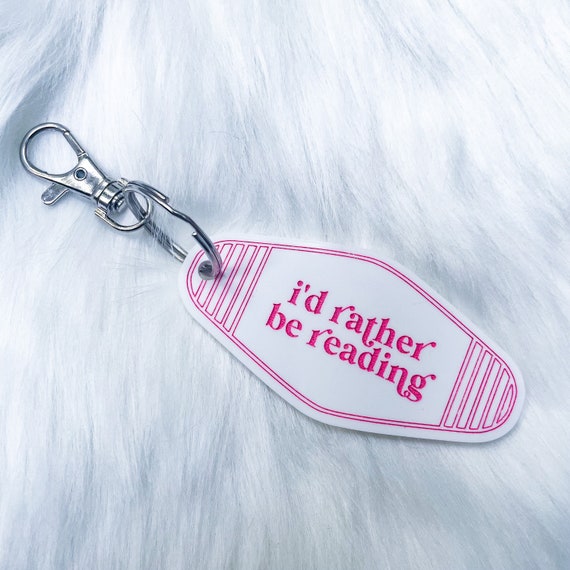 I’d rather be reading retro vintage motel keychain, bookish goods, book accessories, gifts for readers, librarian gifts, book lover gift