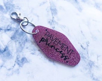 Pavement Princess motel keychain, retro vintage motel keychain, pink accessories, funny keychains