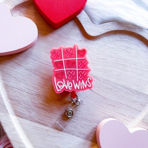 Custom Valentines badge buddy, personalized ID holder, RN accessories, healthcare worker gifts, dispatcher Badge reel, X-ray tech, Teacher