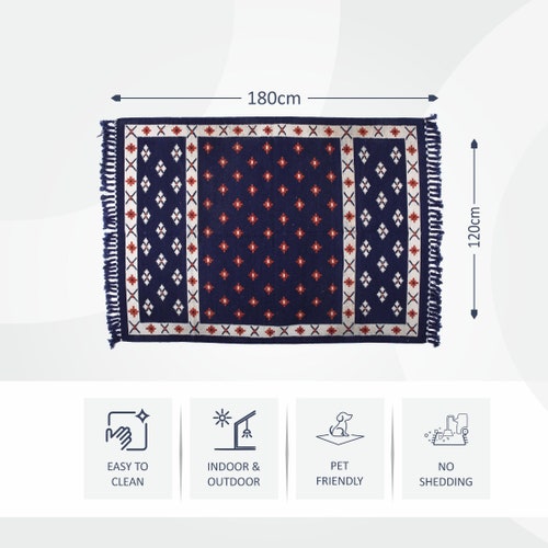 Rugmoda Handmade Woollen Jute Rugs/durrie - Tai Design Floor Mat - Anti Slip Carpet Rugs Size shops (Length-180Cm,Width-120cm) Multicolour