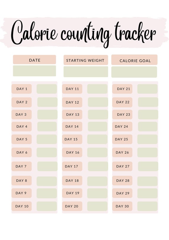 30 day Calorie Counting Tracker! Printable!