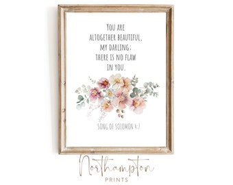Bible Verse Wall Art | Inspirational Quote | Altogether Beautiful Song of Solomon | Christian | Printable Instant Digital Download