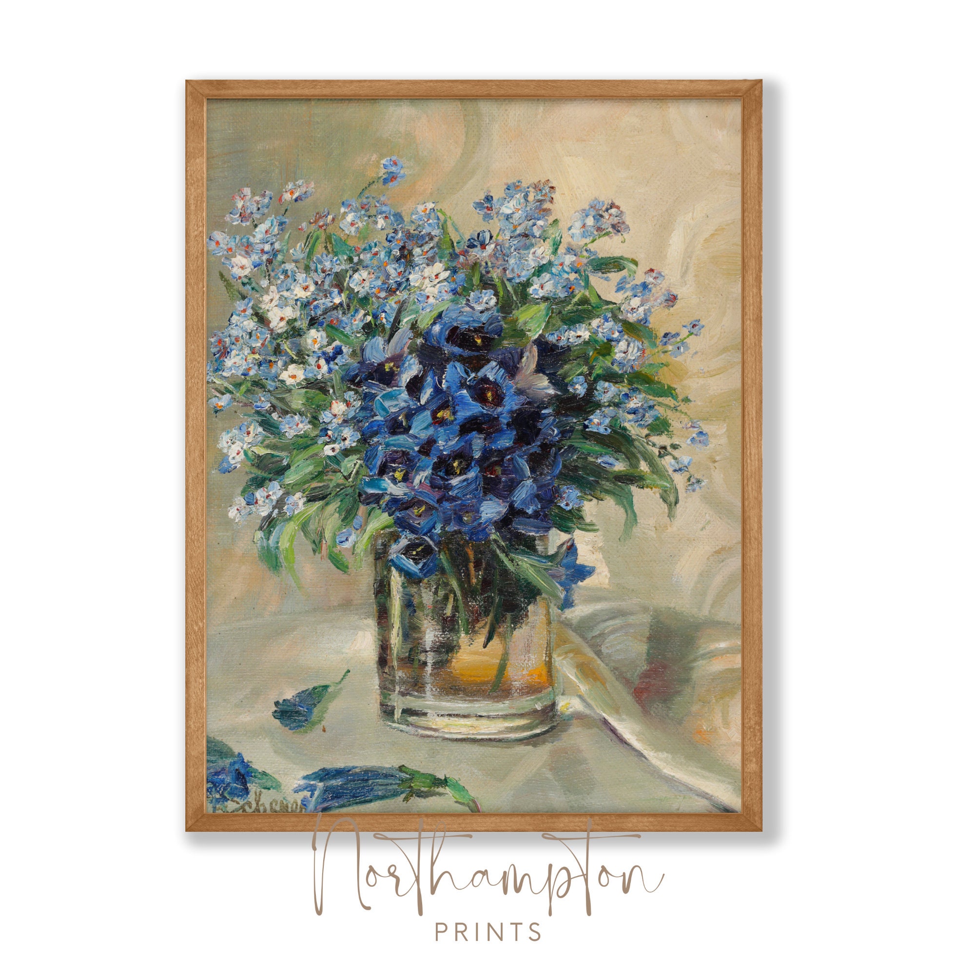 Gallery Wall Art Set Vintage Prints in Blue Farmhouse Decor Blue Art ...