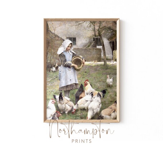 Vintage Wall Art Farmhouse Decor Country Print Girl With Etsy