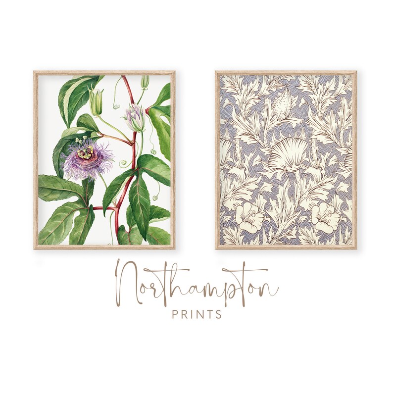 Vintage Gallery Wall Art Set Printable Spring Home Decor Purple Wall