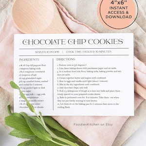 4x6 Editable Recipe Card Template, Digital and Print files, Modern Recipe Card, Minimal DIY Recipe Card, Edit with JET TEMPLATE Item #08B