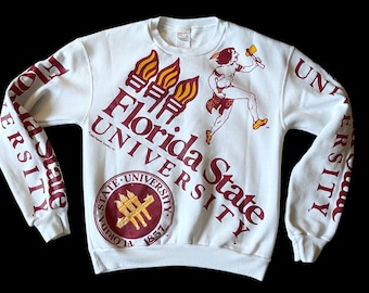 Vintage 1988 NCAA Florida State Seminoles GamewarmerSweats / Majestic AOP sweatshirt size M