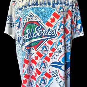 Vintage 1992 Toronto Blue Jays World Series Champions Ravens  AOP T shirt size XL