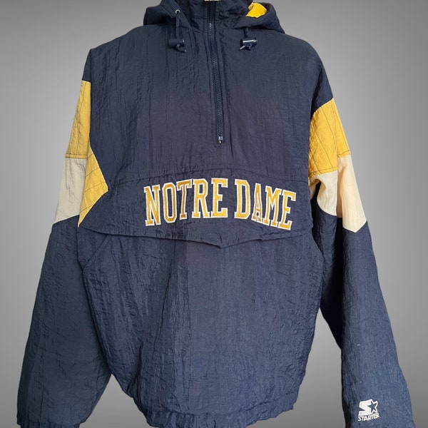 vintage des années 1990 NCAA Notre Dame Fighting Irish Starter 1/4 Zip Breakaway Jacket Taille L