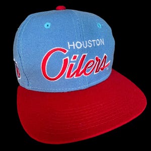 Vintage 1990’s NFL Houston Oilers  Sports Specialties D line script Two tone The Pro fitted wool cap 7