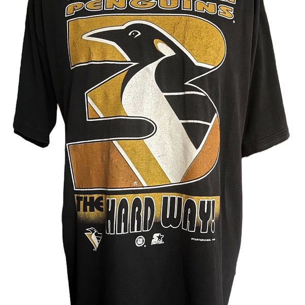 Vintage 1993 NHL Pittsburgh Penguins Starter  T shirt size L