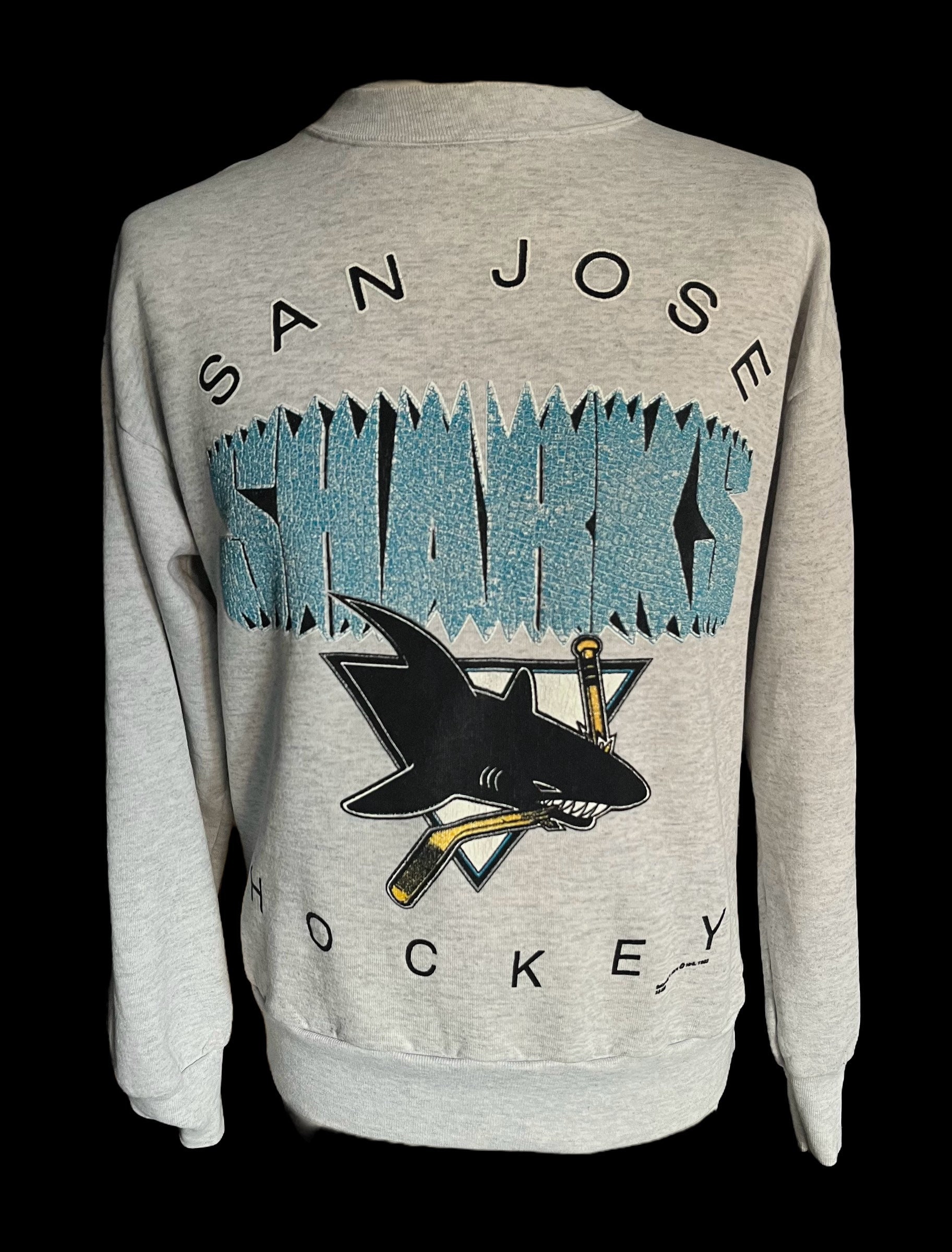 San Jose Sharks 90's Retro NHL Crewneck Sweatshirt Sport Grey / M