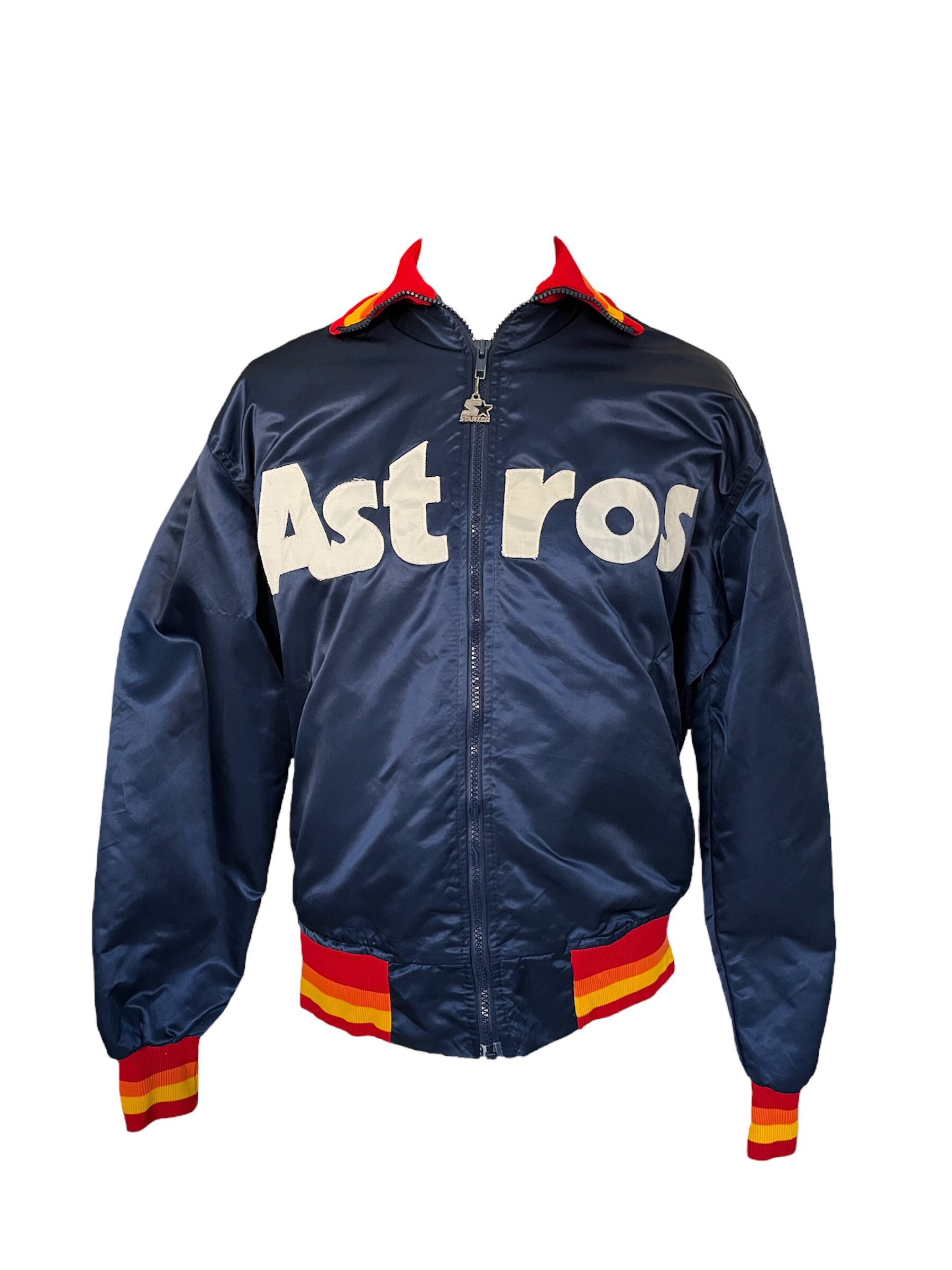 Vintage Houston Astros Navy Rainbow Satin Jacket Extra Small