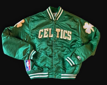Veste de base en satin NBA Boston Celtics vintage des années 1980 taille jeunesse L