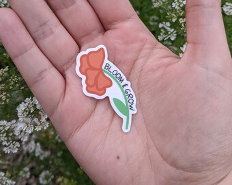 Flower Sticker, Inspirational Sticker, Vinyl Die Cut Sticker for Water Bottle, Laptop, Notebook