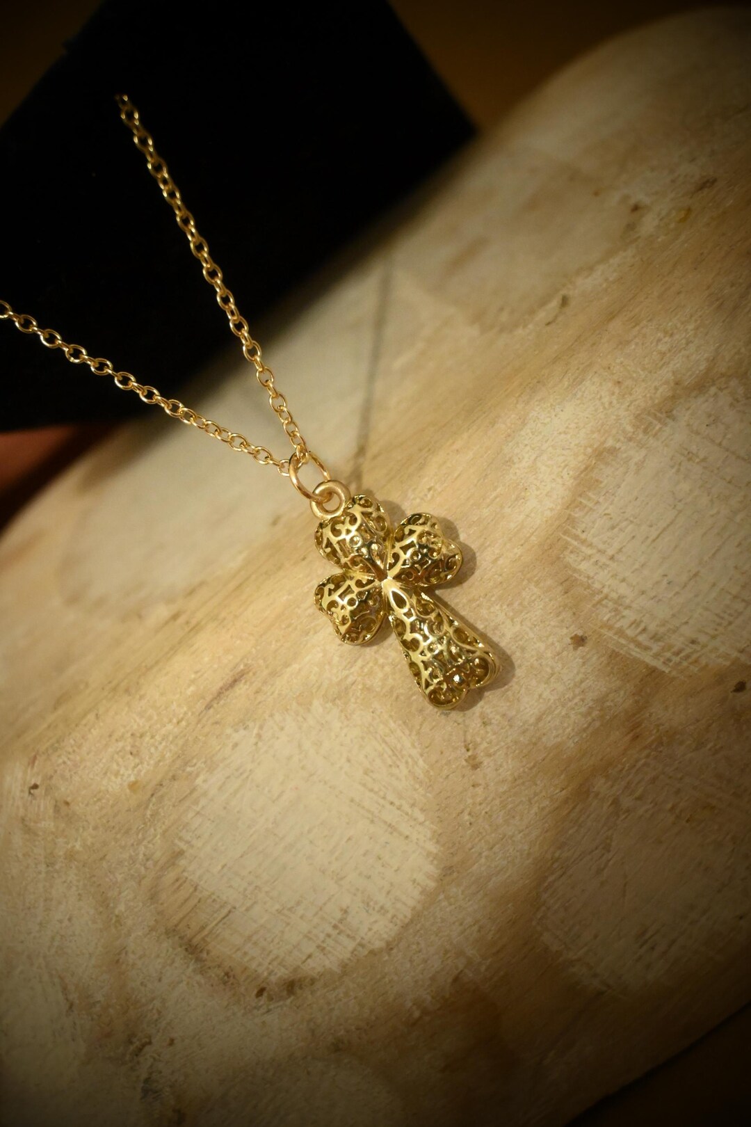 Filigree Pattern Christian Elegant Gold Filigree Cross Necklace – Dainty Faith Pendant, Christian ...