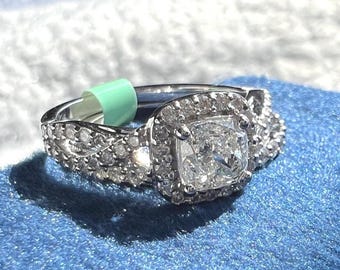 1.07 CT Natural Cushion Cut Diamond Wedding Ring Set and Band Set. Stackable diamond band. Real diamond Bridal Set. Engagement, Wedding Band