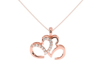 Open Hearts Necklace in Rose Gold , Silver. Dainty necklace Classy Jewelry. Open Heart Charm Pendant with Chain | Anniversary Christmas Gift