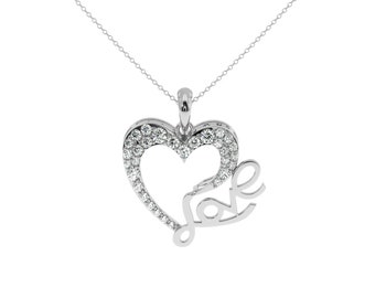 Unique Heart Love Necklace | Everyday LOVE diamond pendant charm with chain | Signature necklace Present for her | Affordable Jewelry