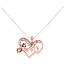 Gold Or Silver pendant with diamond heart. 10 or 14 kt rose, yellow, white gold or 925 silver pendant. Gold Diamond Love pendant. Best gift